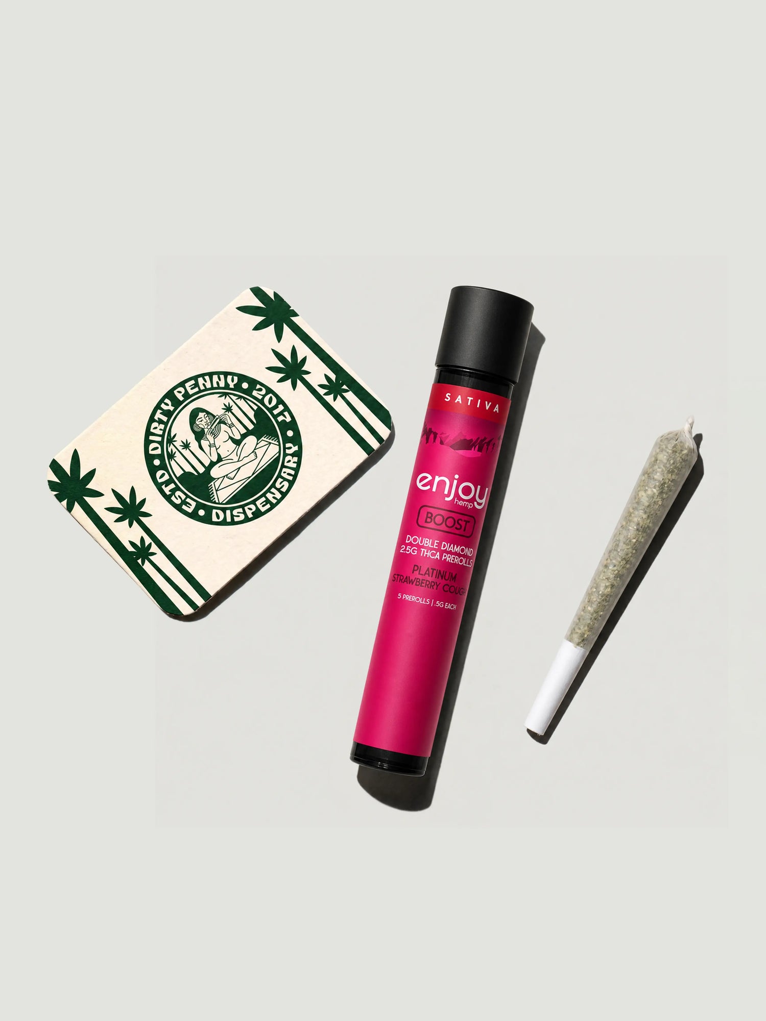 Enjoy Hemp 2.5G THCA Prerolls Boost — Platinum Strawberry Cough Sativa 5-Pack