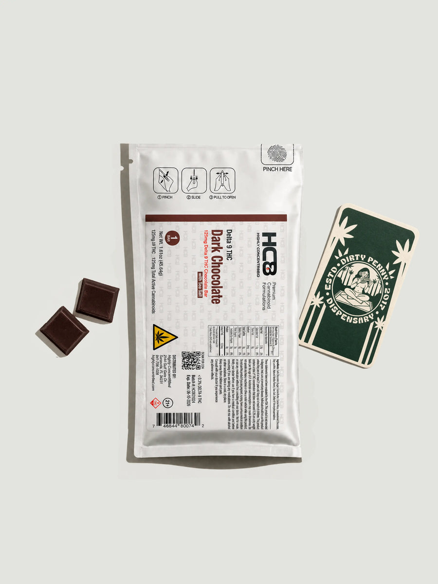 HC8 High Potency Delta-9 THC Chocolate Bar Dark Chocolate 125mg