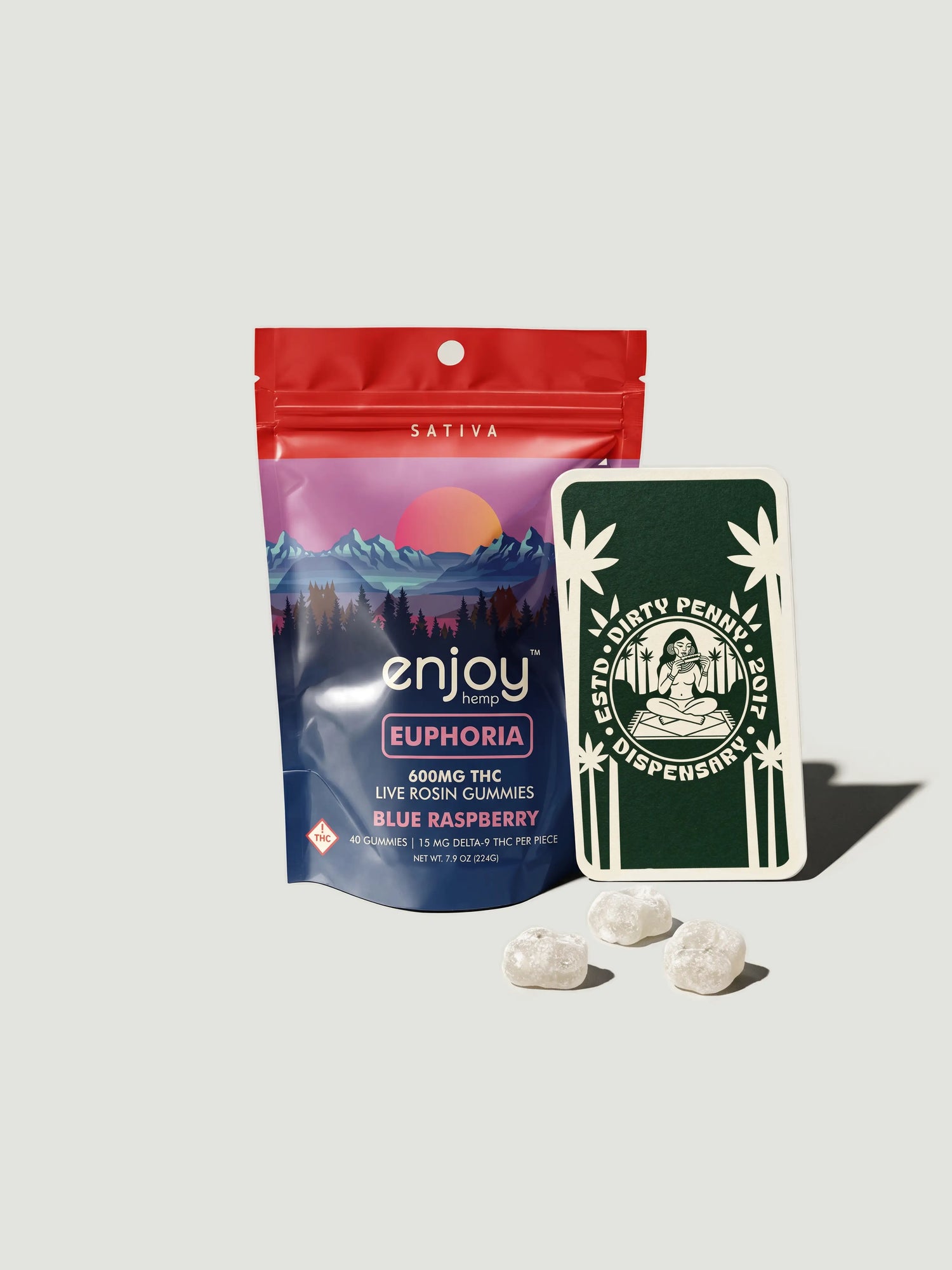 Enjoy Hemp 600mg Euphoria THC Gummies Sativa Blue Raspberry 40ct