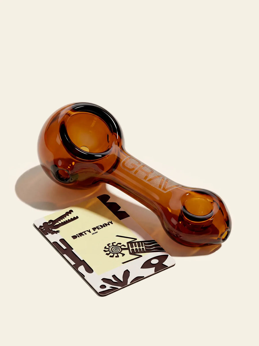 Mini Spoon Glass Hand Pipe, Amber