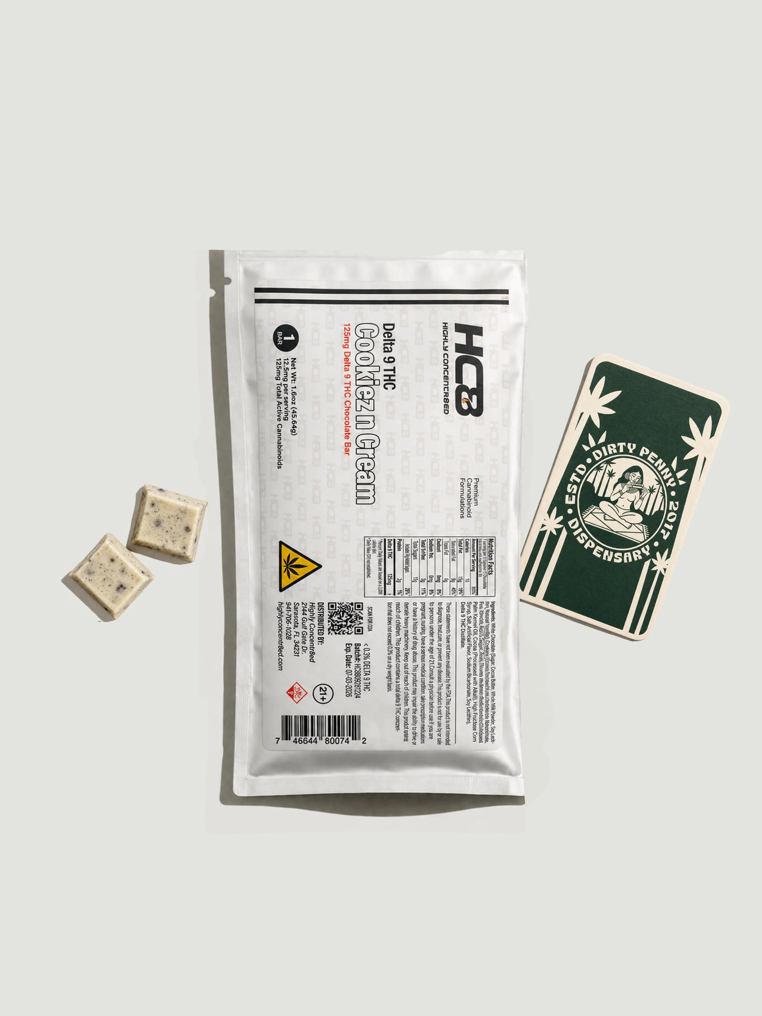 HC8 High Potency Delta-9 THC Chocolate Bar Cookiez n Cream 125mg