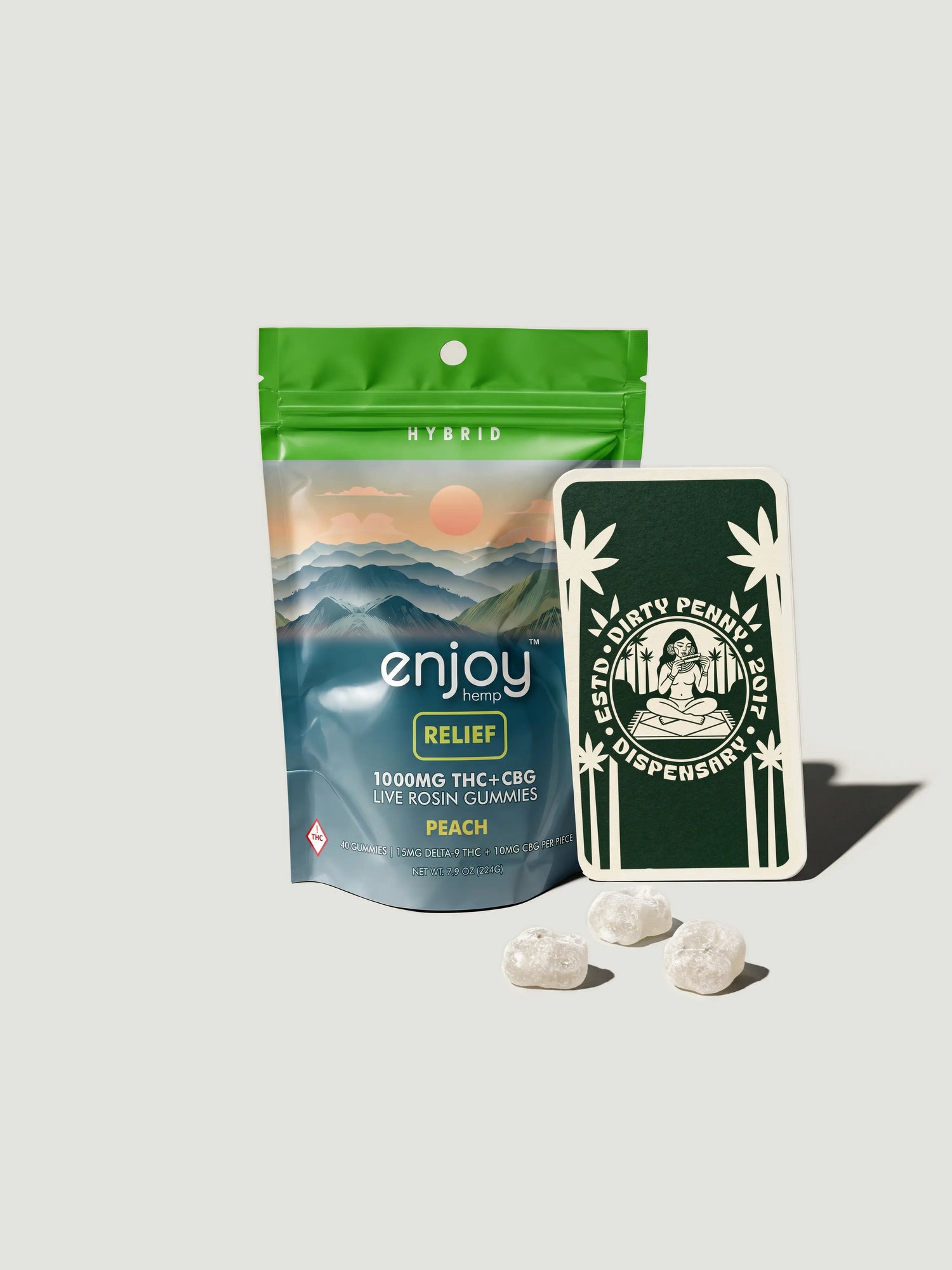 Enjoy Hemp 1000mg Relief THC + CBG Gummies Hybrid Juicy Peach